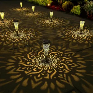 6 Pack Solar Lights Outdoor Garden Decorative with Warm Light Waterproof Pathway Landscape Lights for Path Patio Backyard Walkway Yard Garden Decor (Black, 6Pcs)