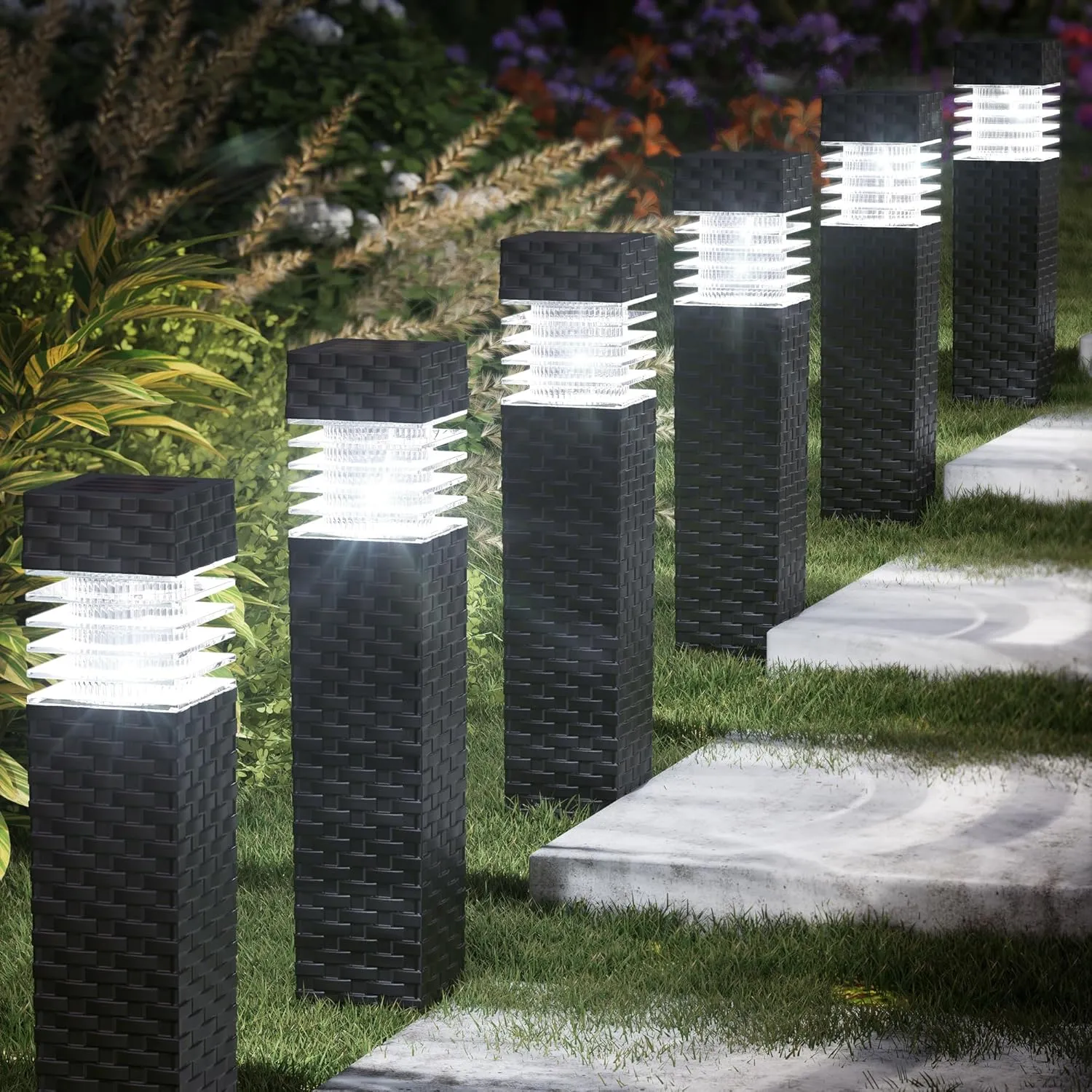 6 Pack Solar Pathway Lights - Solar Powered Outdoor Walkway Light Solar Garden Lights for Lawn, Path, Yard Decor (Cool White)