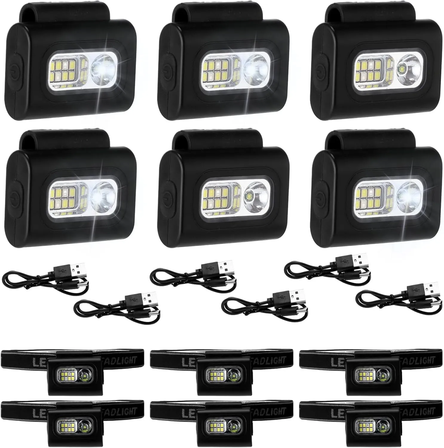 6 Pcs LED Running Lights for Runners Joggers Safety Jogging LED Light Clip Rechargeable Reflective Running Gear Magnetic USB Night Walking for Hiking Jogging Outdoor