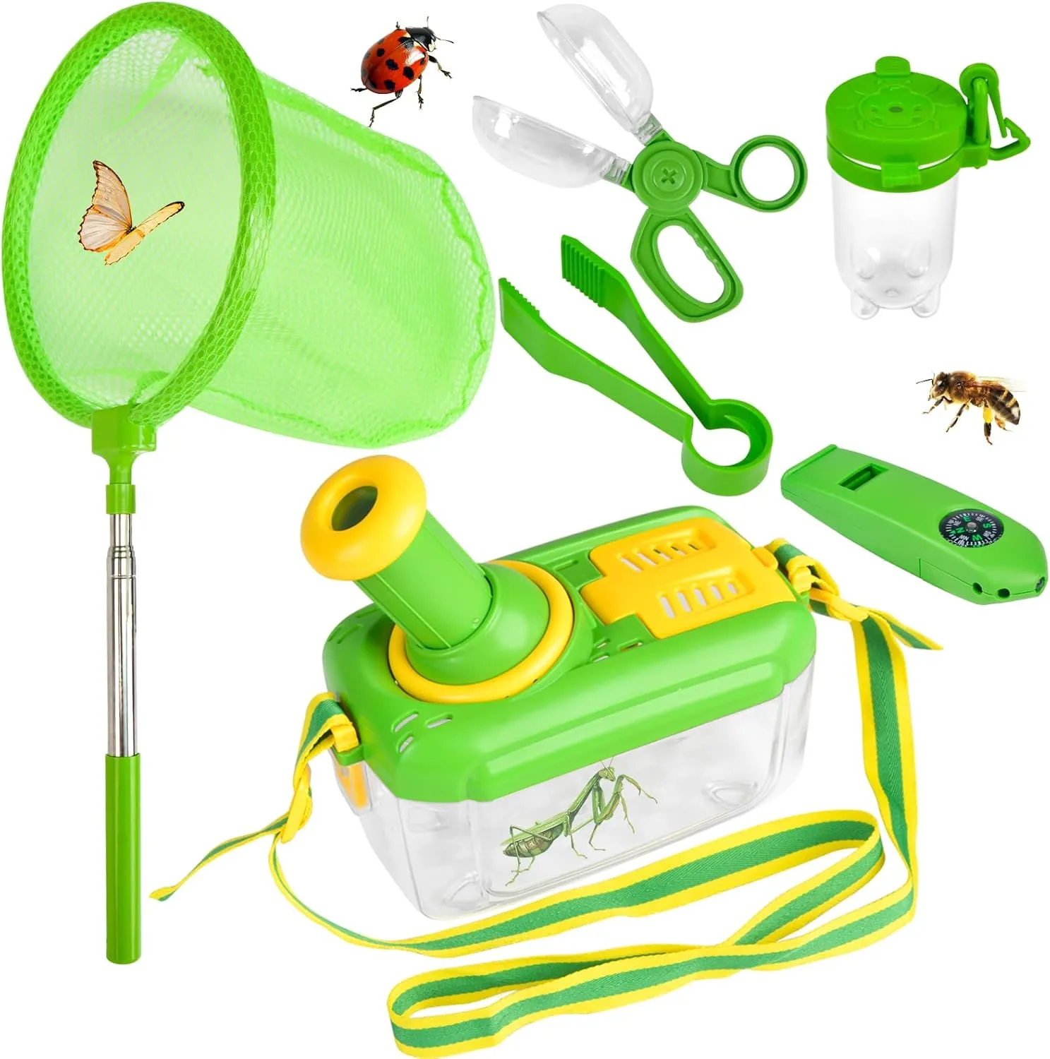 6PCS Bug Catching Kit, Bug Catcher for Kids Includes Insect Box, 3-in-1 Explorer Tools, Extendable Net, Insect Catcher, Bug Box & Tweezer, Outdoor Explorer Kit Camping Toys for Kids Age 3-8 Boys Girls