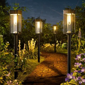 8 Pack Bright Solar Pathway Lights Outdoor,IP65 Waterproof Auto On/Off Solar Garden Lights Path Lights Solar Powered for Outside Yard Path Lawn Walkway Driveway Landscape Lighting Patio Decor