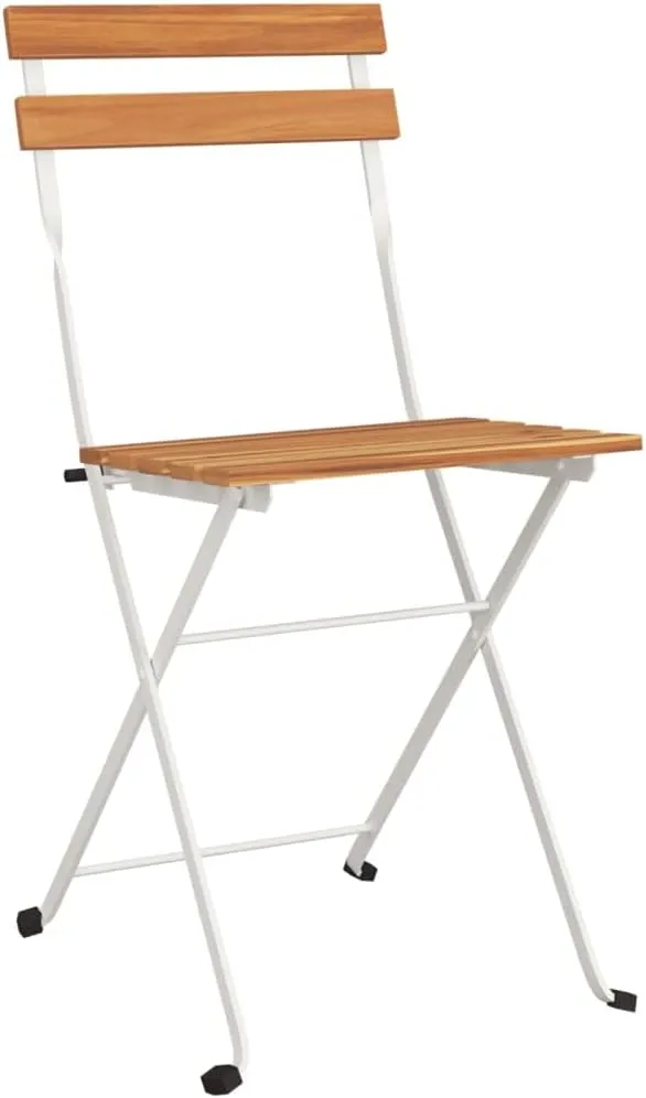 8-Pack Folding Bistro Chairs Solid Acacia Wood and Steel Frame for Patio Garden Outdoor Dining Lawn Lounging