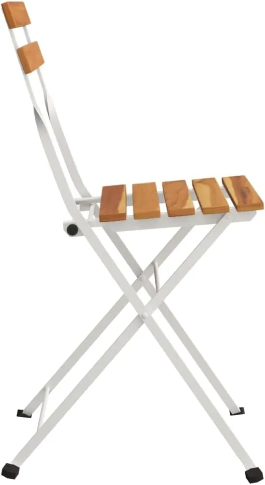8-Pack Folding Bistro Chairs Solid Acacia Wood and Steel Frame for Patio Garden Outdoor Dining Lawn Lounging
