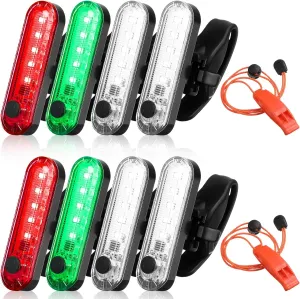 8 Pack Navigation Lights Stern Lights Battery Operated Waterproof Kayak Lights Boat Light for Boat Kayak Accessories Navigation Marine 4 Light Mode Options, 2pcs Safety Whistle Included