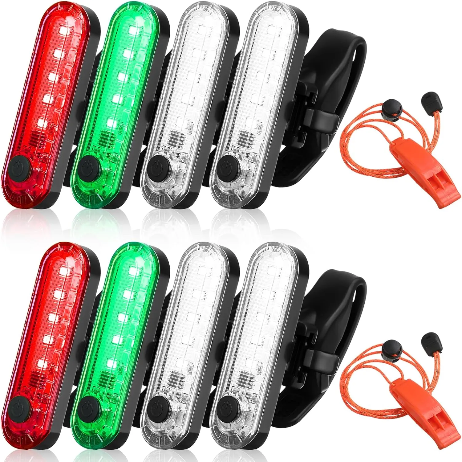 8 Pack Navigation Lights Stern Lights Battery Operated Waterproof Kayak Lights Boat Light for Boat Kayak Accessories Navigation Marine 4 Light Mode Options, 2pcs Safety Whistle Included