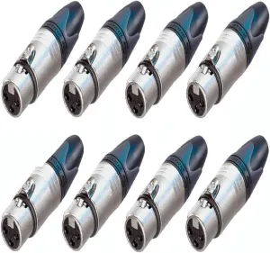 (8 Pack) NEUTRIK NC3FXX 3-Pin XLR Female Cable Mount Connector - Nickel Shell