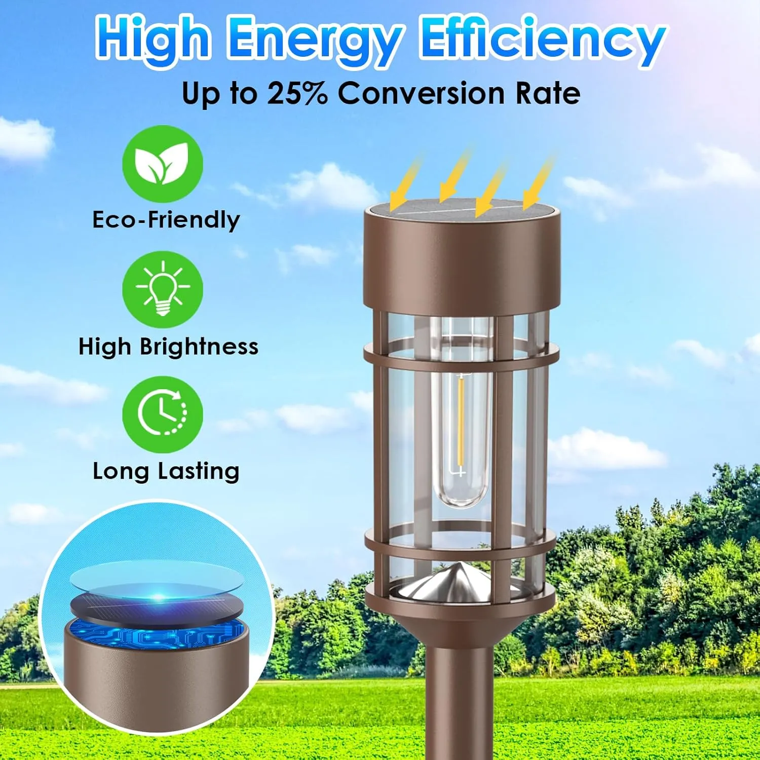 8 Pack Solar Outdoor Lights, Bright Up to 10 Hrs Solar Lights Outdoor Waterproof Garden Decor for Patio Lawn Yard and Landscape