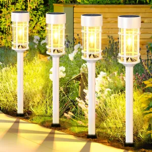 8 Pack Solar Pathway Lights, LED Solar Lights Outdoor Waterproof IP65, White Solar Garden Lights Outdoor Landscape Lighting for Yard, Lawn, Driveway
