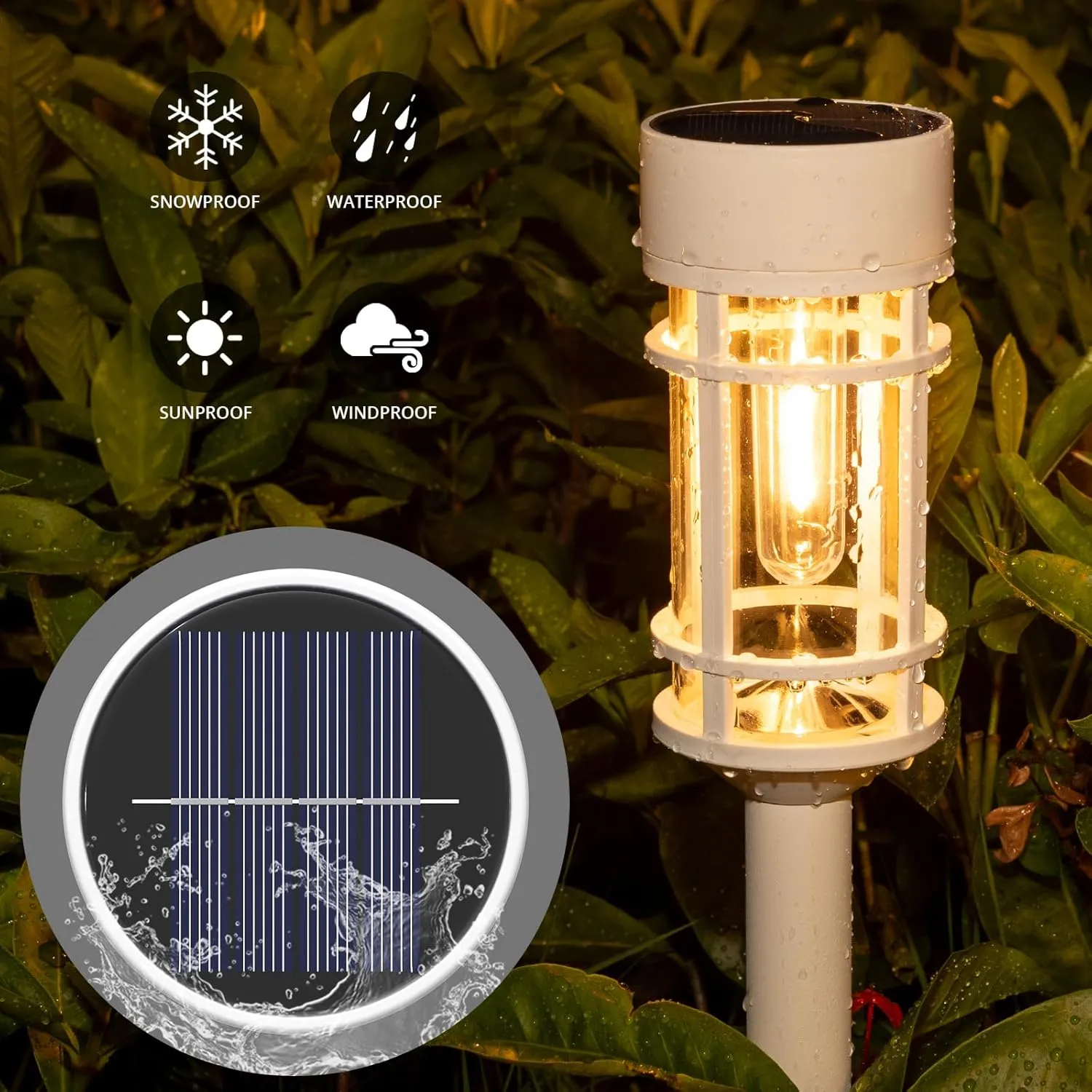 8 Pack Solar Pathway Lights, LED Solar Lights Outdoor Waterproof IP65, White Solar Garden Lights Outdoor Landscape Lighting for Yard, Lawn, Driveway