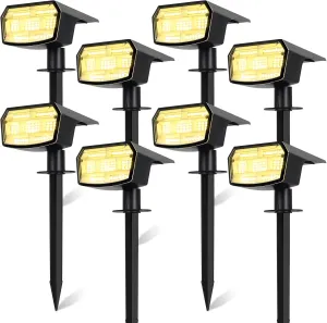 8-Pack Solar Spot Lights Outdoor, 59 LED Solar Lights Outdoor Waterproof, Outdoor Solar Lights for Yard with 3 Lighting Modes, Landscape Spotlights for Garden Pathway, Warm White
