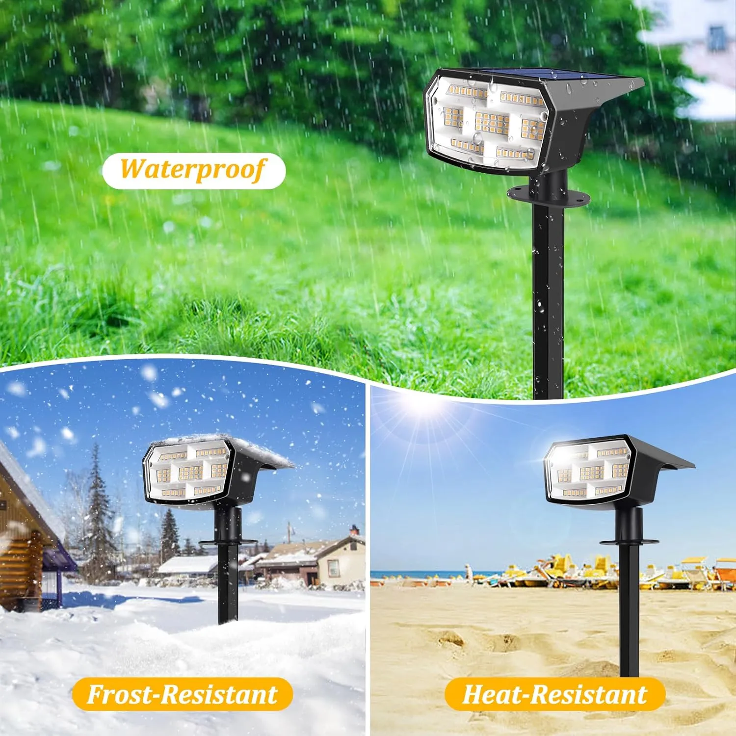 8-Pack Solar Spot Lights Outdoor, 59 LED Solar Lights Outdoor Waterproof, Outdoor Solar Lights for Yard with 3 Lighting Modes, Landscape Spotlights for Garden Pathway, Warm White