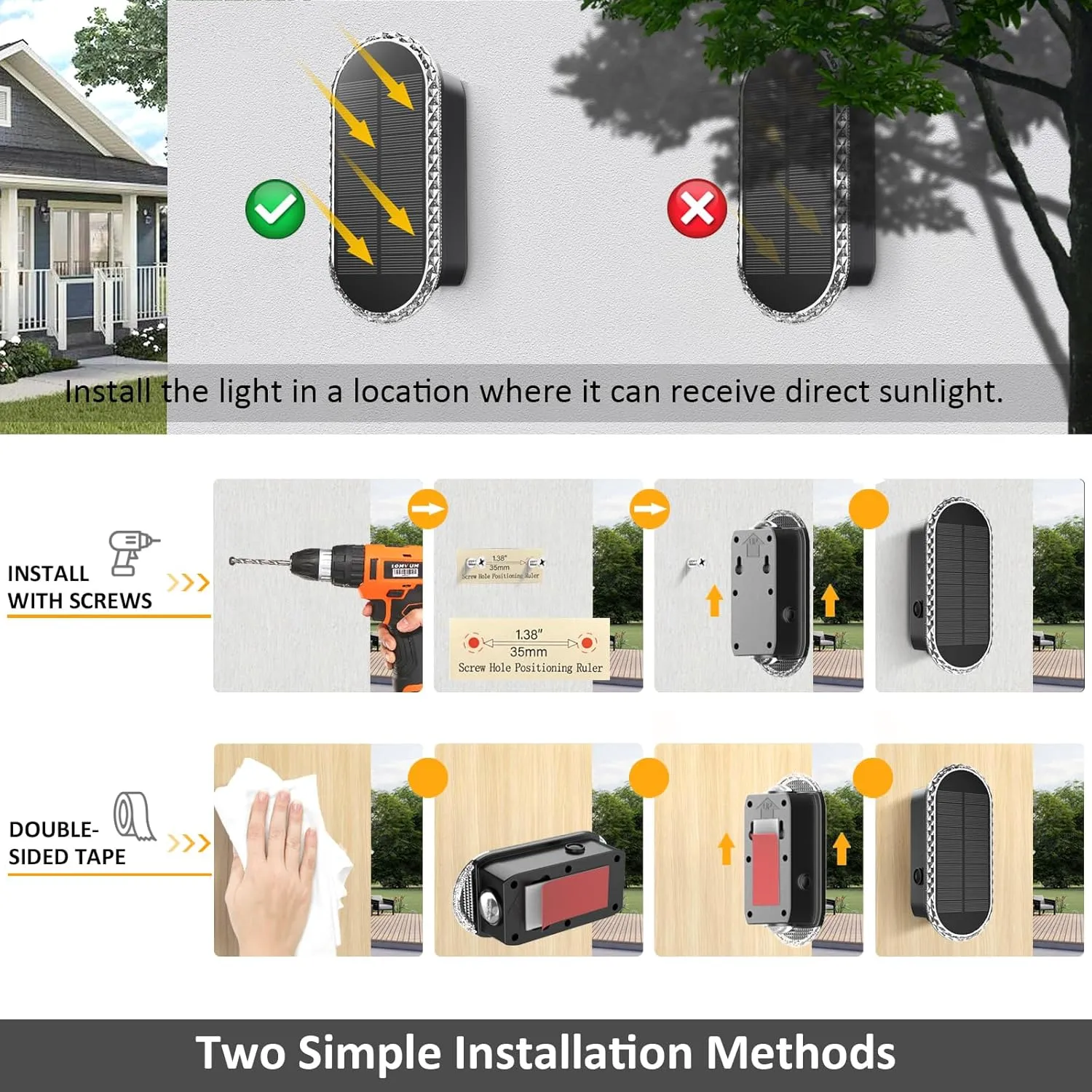 8PK Solar Fence Lights Outdoor - Solar Outdoor Light Warm White & RGB Lights for Outside Backyard, Patio, Deck Fence, Stair Handrail, Pool and Wall