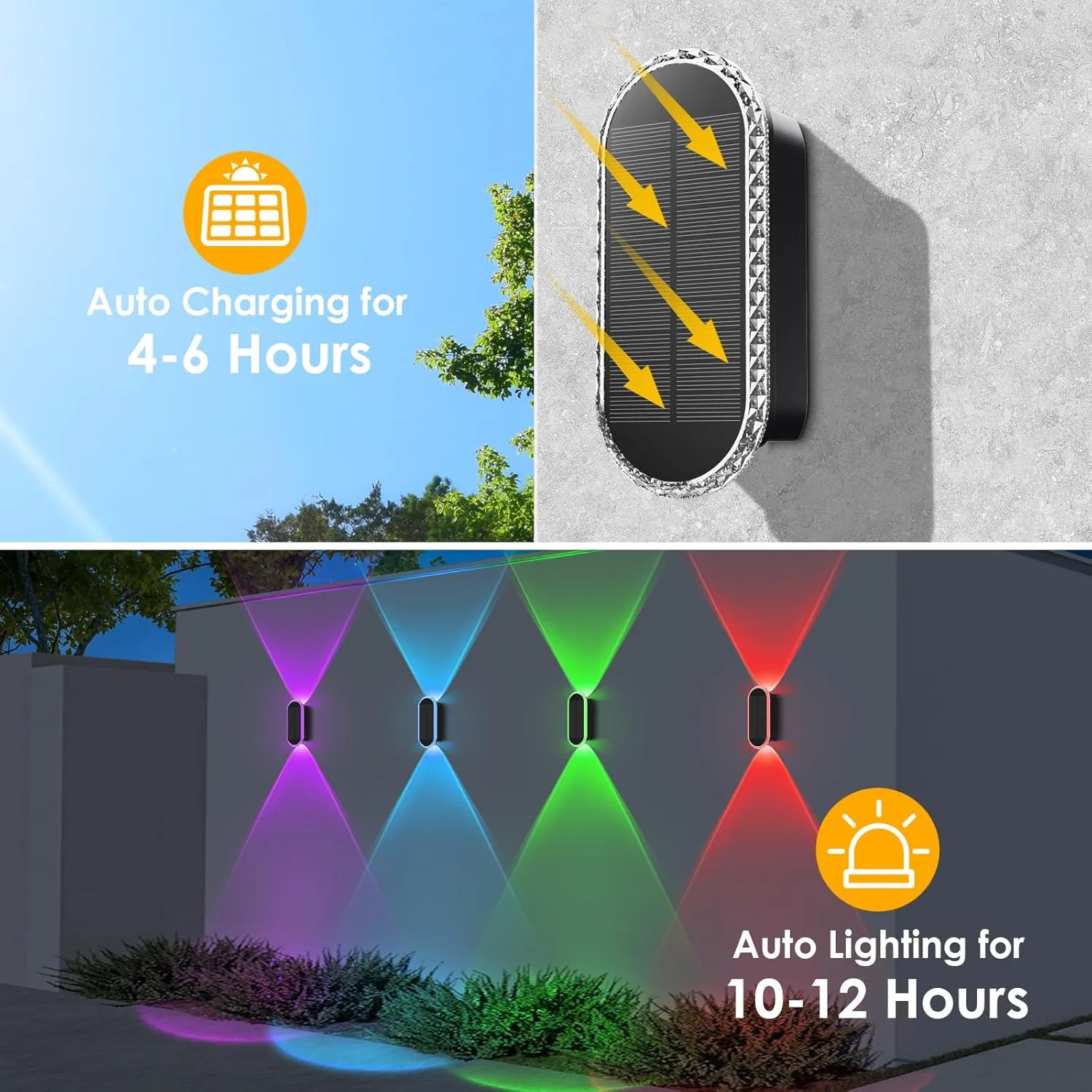 8PK Solar Fence Lights Outdoor - Solar Outdoor Light Warm White & RGB Lights for Outside Backyard, Patio, Deck Fence, Stair Handrail, Pool and Wall