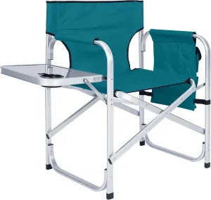 ABCCANOPY Folding Directors Chair Outdoor Camping Chair Makeup Artist Chair with Side Table & Pockets, Lake Blue…