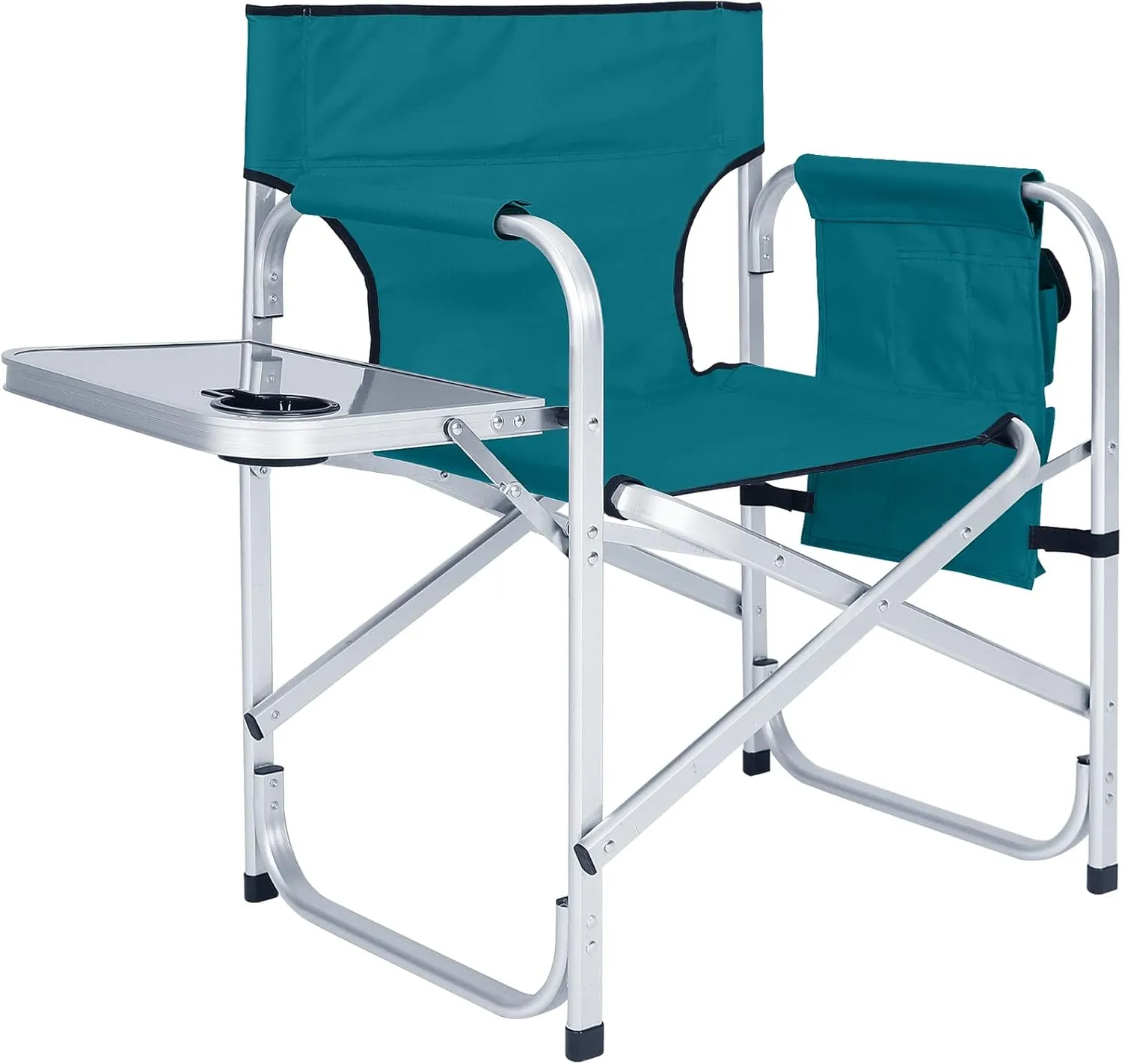 ABCCANOPY Folding Directors Chair Outdoor Camping Chair Makeup Artist Chair with Side Table & Pockets, Lake Blue…