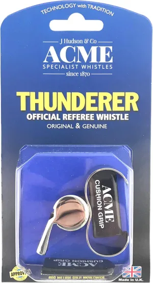 ACME Thunderer Nickel Plated Whistle, 5.0 inches, B Flat, Modern, Finger Grip, Waterproof Speed Pea