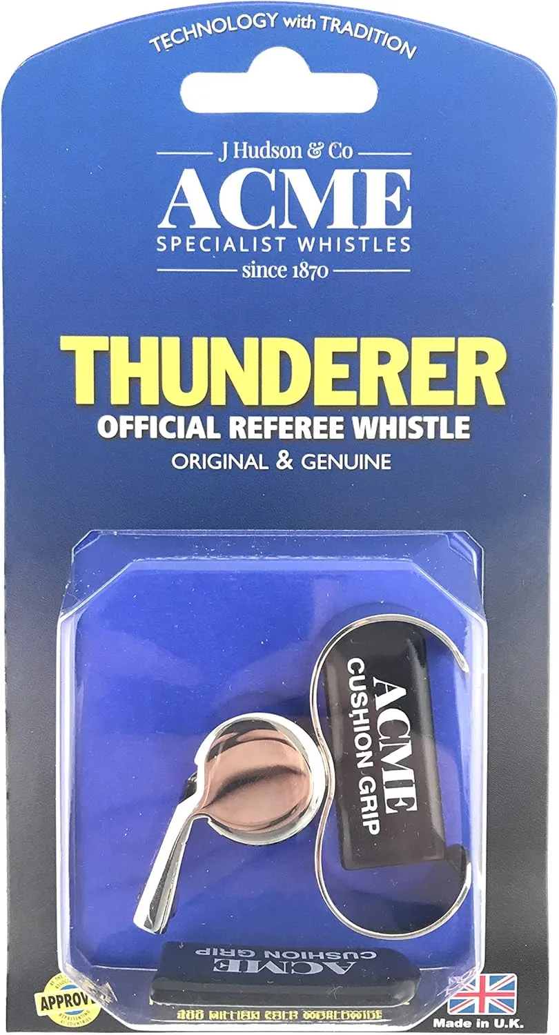 ACME Thunderer Nickel Plated Whistle, 5.0 inches, B Flat, Modern, Finger Grip, Waterproof Speed Pea