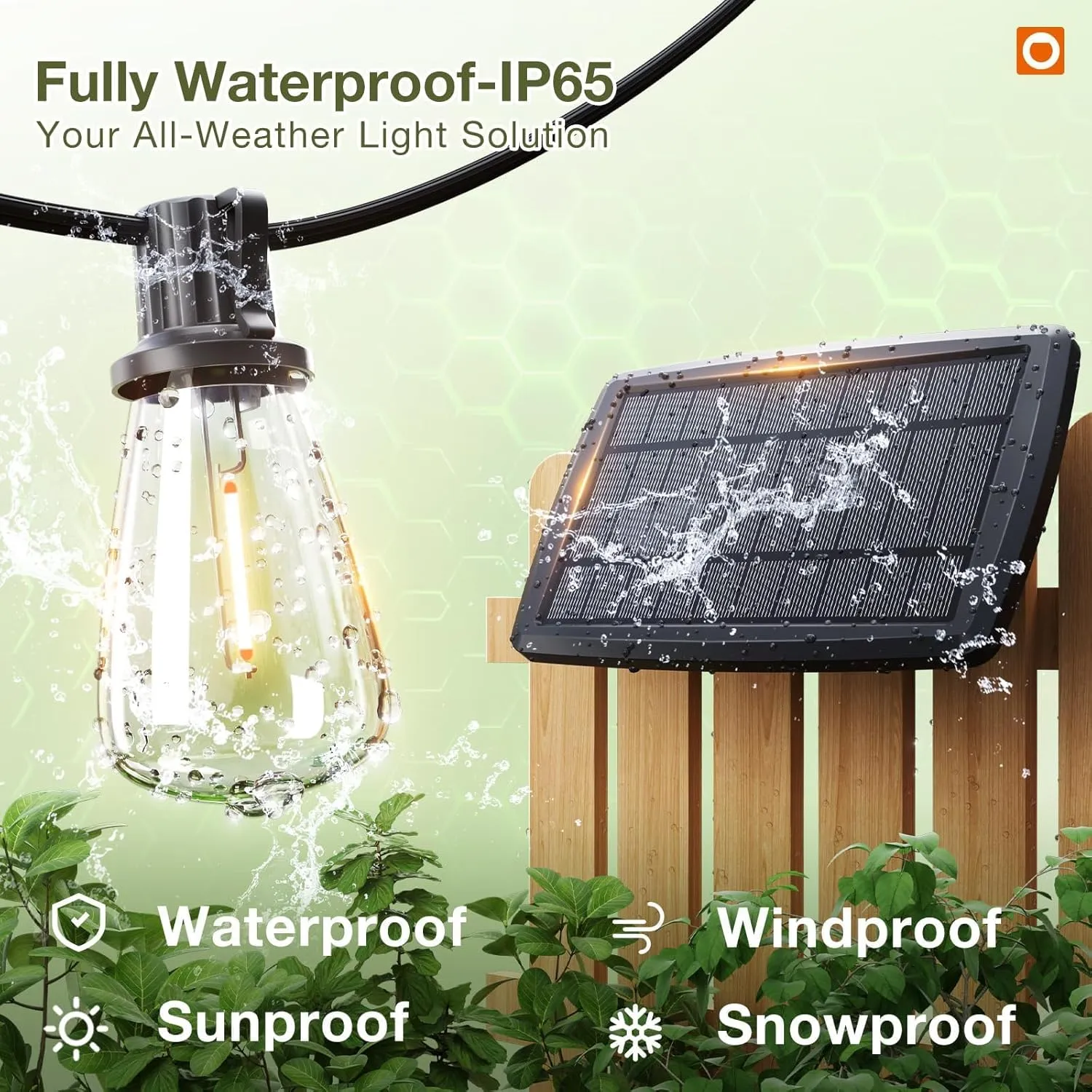 addlon 54(48 6) FT Solar String Lights Waterproof,Patio Lights Solar Powered with Remote& USB Port 24 2 LED Shatterproof Bulbs 3 Lighting Modes Outdoor Lights for Camping Backyard Garden