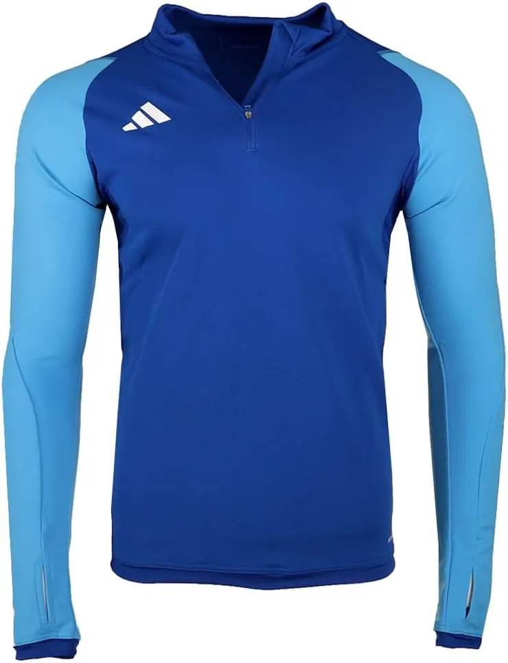adidas Mens Tiro23 Long Sleeve Quarter Zip Soccer Cleats Moisture Wicking - Blue