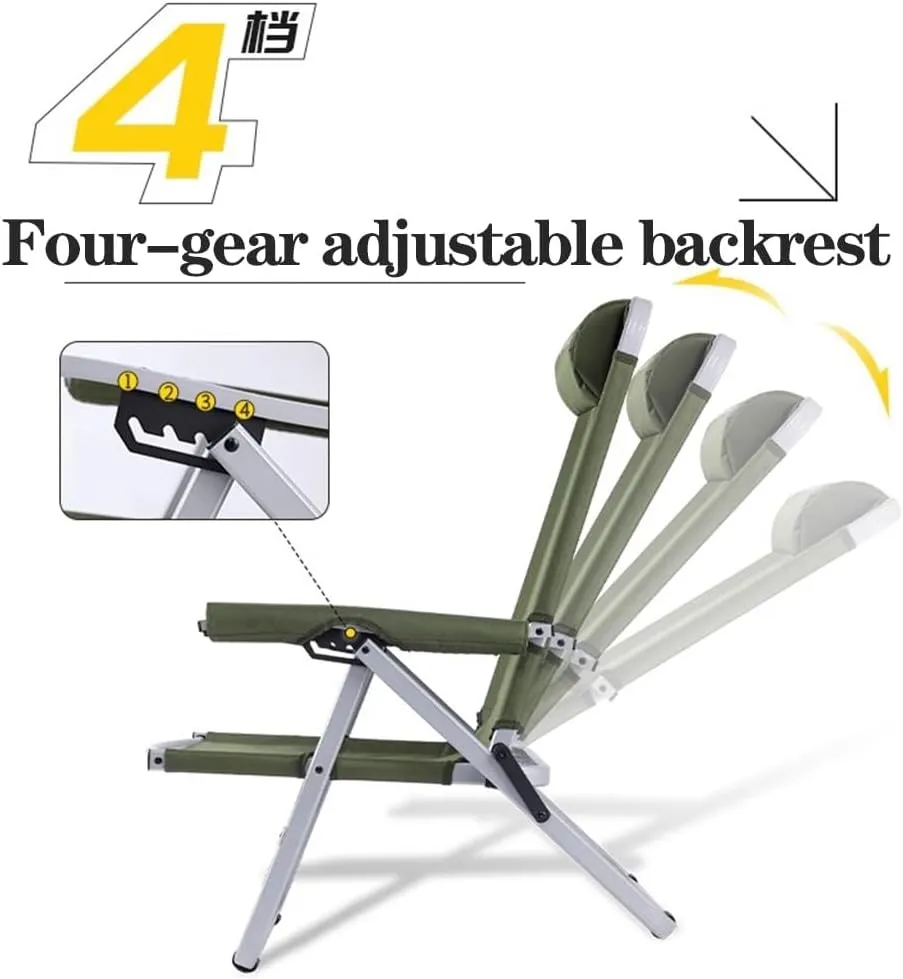 Adjustable Camping Chairs for Adults,Foldable High Back Camping Chair,Portable Folding Chairs for Outside,Reclining Outdoor Chair for Dining Picnic(Khaki)