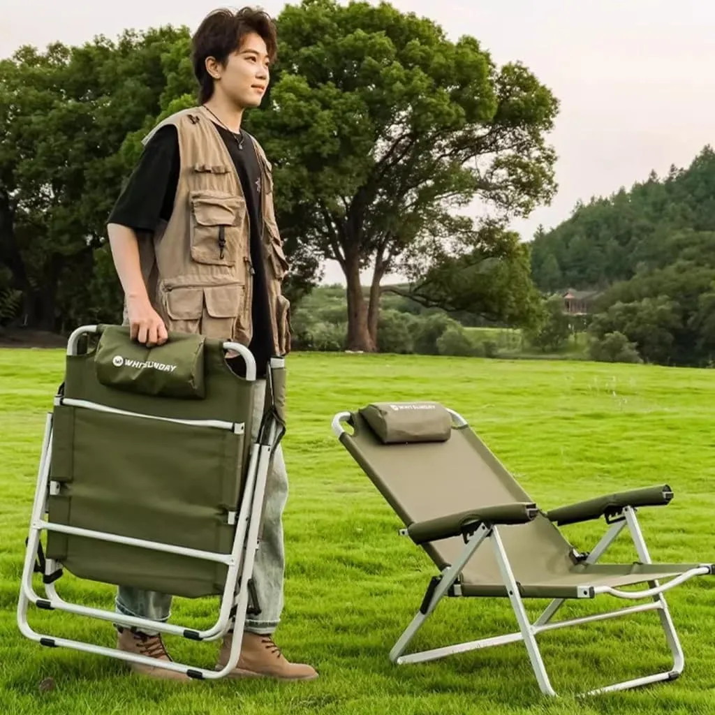 Adjustable Camping Chairs for Adults,Foldable High Back Camping Chair,Portable Folding Chairs for Outside,Reclining Outdoor Chair for Dining Picnic(Khaki)