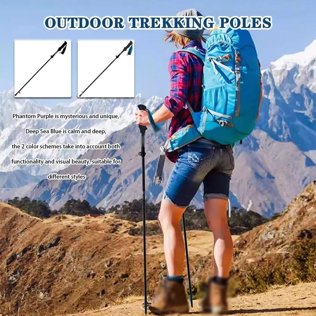 Adjustable Carbon Fiber Hiking Sticks, Collapsible Trekking Poles, Lightweight Walking Sticks for Women, Men, Seniors, with Flip Locks