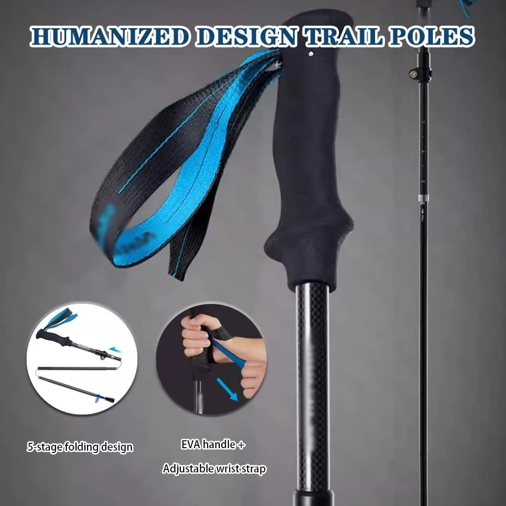 Adjustable Carbon Fiber Hiking Sticks, Collapsible Trekking Poles, Lightweight Walking Sticks for Women, Men, Seniors, with Flip Locks