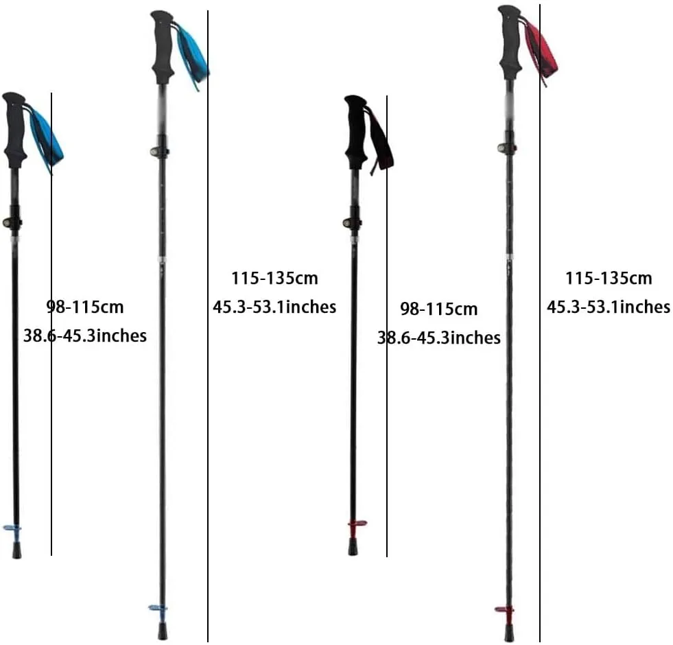 Adjustable Carbon Fiber Hiking Sticks, Collapsible Trekking Poles, Lightweight Walking Sticks for Women, Men, Seniors, with Flip Locks