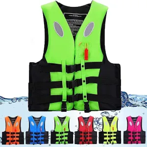 Adult Kayak Vest High Buoyancy Swim Vest Women's Men's Adjustable Safety Jacket Swimming Fishing Outdoor Water Sports，Surfing, Rafting, Kayaking (Color : Green, Size : XX-Large)