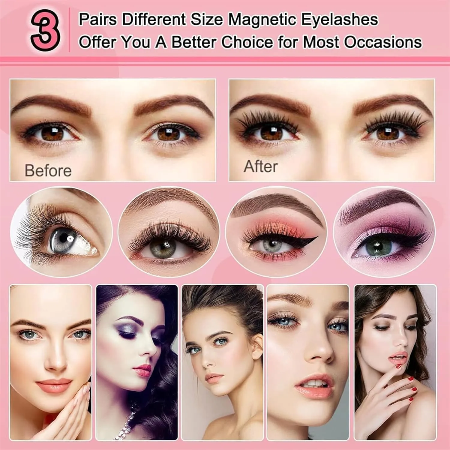 Aerliss Magnetic Lashes, Aerliss Ez Bella Lashes, Aerliss Magnetic Eyelashes, Aerliss Easy Bella Lashes, Reusable Magnetic Eyelashes, With Applicator No Glue Or Liner Needed, Natural Look (01 03)