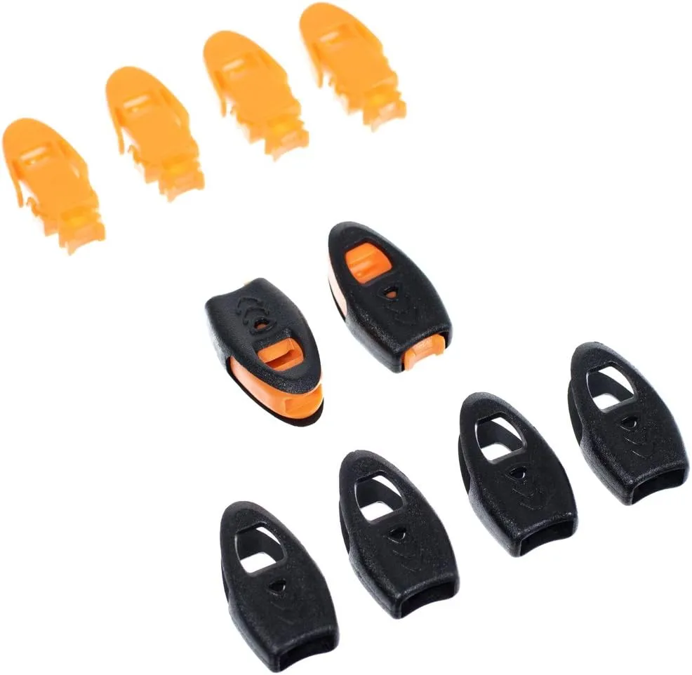 Aerowave Cord End Whistle Zipper Pulls - Rope, Cord, String, Paracord Zipper Pull Ends (500 Pack, Black and Orange)
