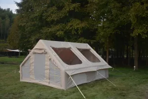 Air Glamping Tent for Family Adventures, Quick Setup 9.8x13ft with Mesh Windows, Waterproof &, Beige