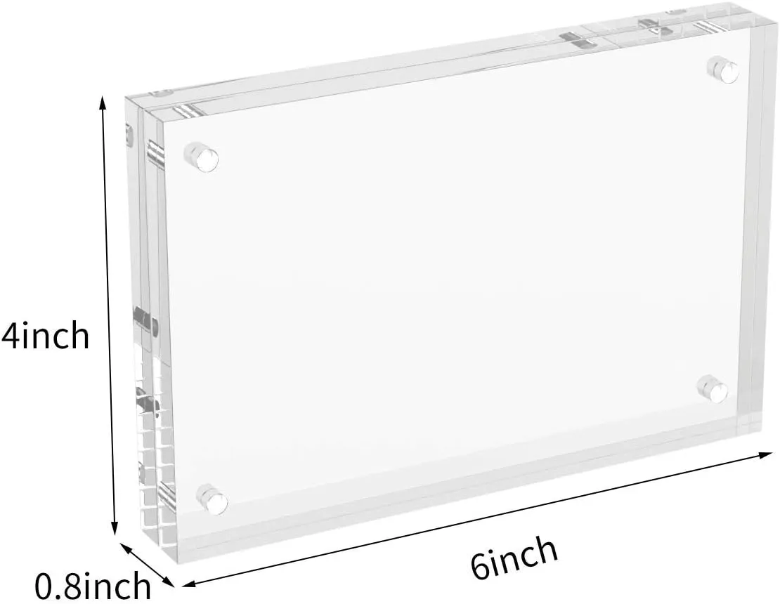 AITEE 4x6 Acrylic Picture Frames 3 Pack, 20% Thicker Block, Clear Picture Frames Freestanding Double Sided Magnetic Acrylic Lucite Frameless Transparent Square Frame Gift for Desktop Display