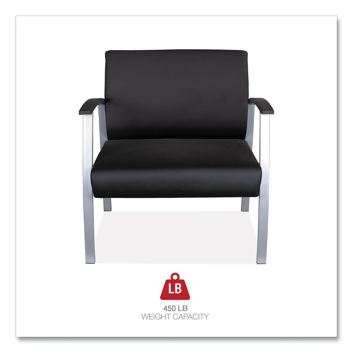 Alera® Alera metaLounge Series Bariatric Guest Chair, 30.51" x 26.96" x 33.46", Black Seat, Black Back, Silver Base