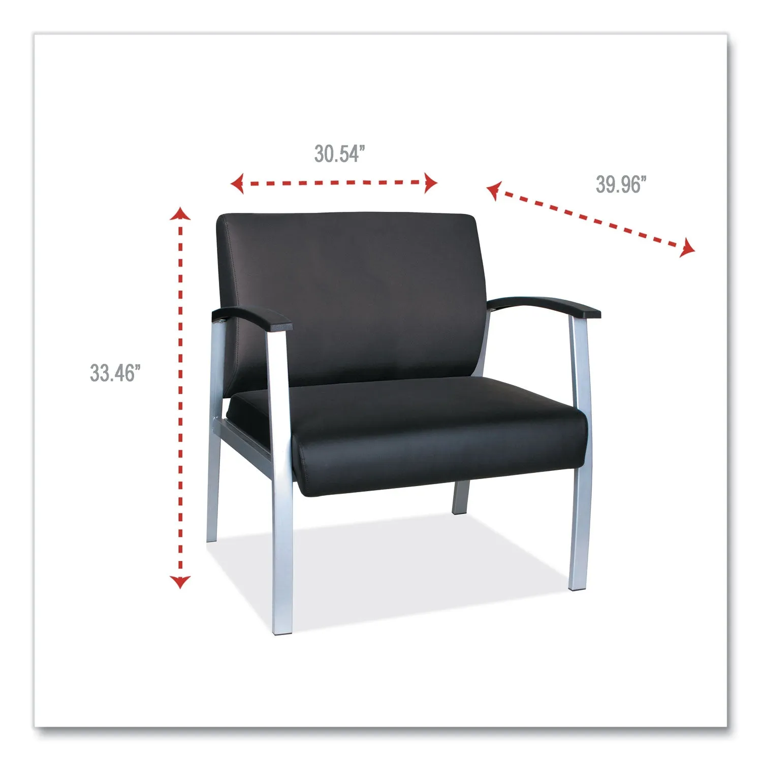 Alera® Alera metaLounge Series Bariatric Guest Chair, 30.51" x 26.96" x 33.46", Black Seat, Black Back, Silver Base
