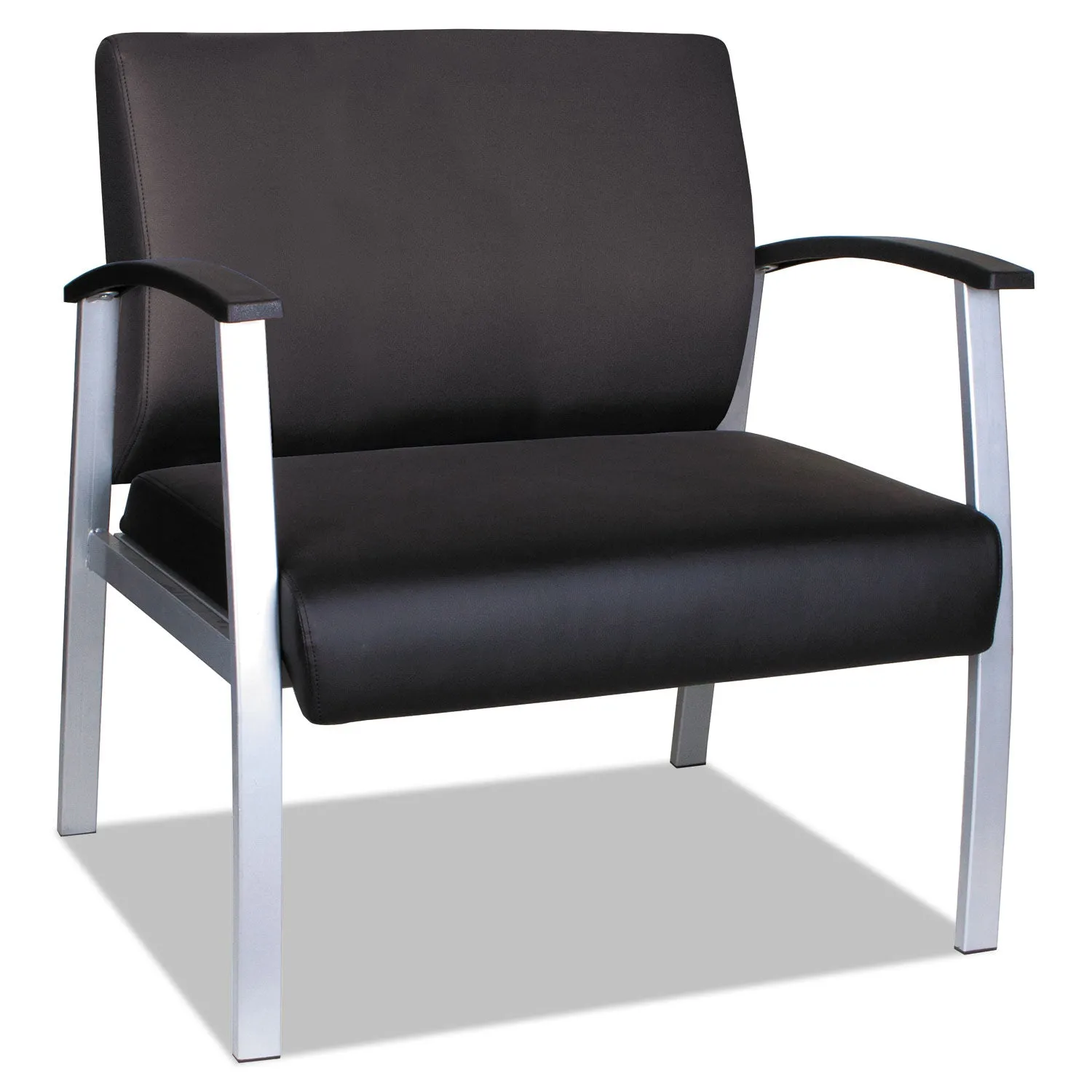 Alera® Alera metaLounge Series Bariatric Guest Chair, 30.51" x 26.96" x 33.46", Black Seat, Black Back, Silver Base