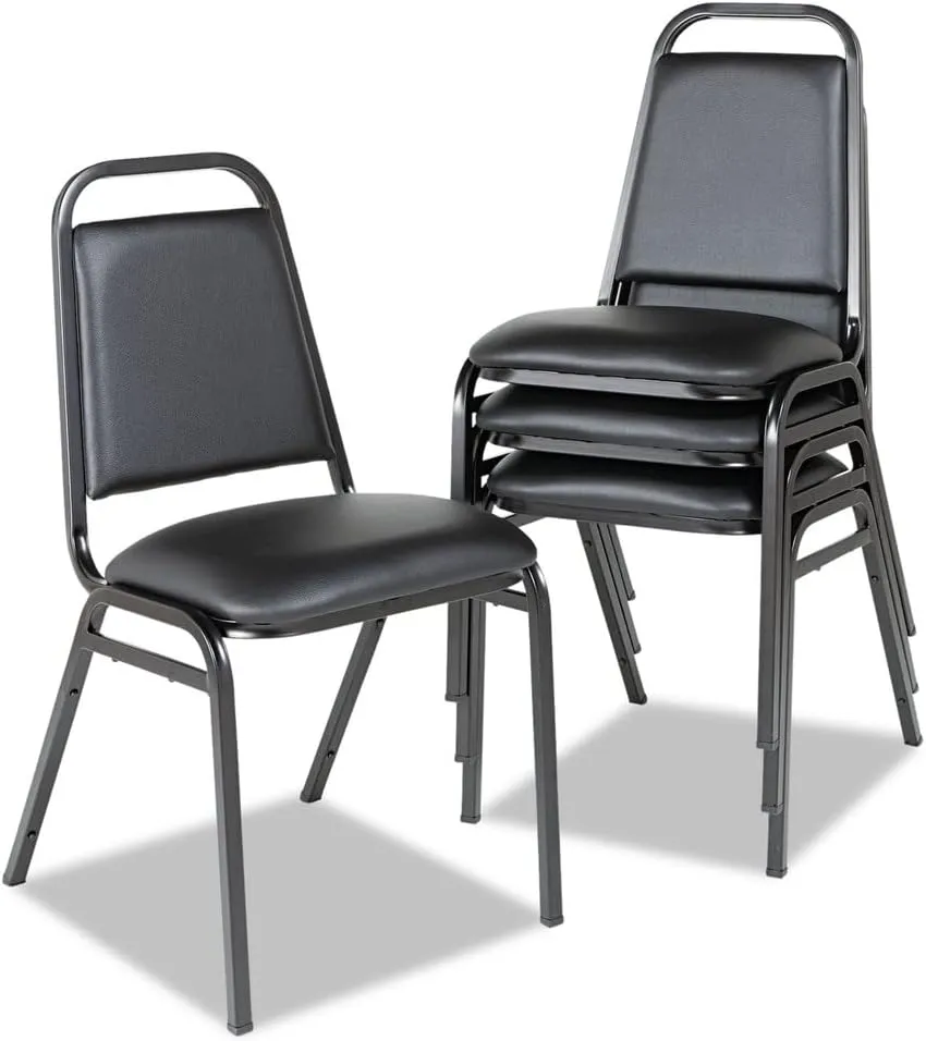 Alera ALESC68VY10B 18.5 in. Seat Height Supports Up to 250 lbs. Padded Steel Stacking Chair - Black Seat (4/Carton)