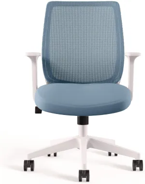 Alera Wessex Ergonomic Mesh Back Office Task Chair, Swivel Computer Desk Chair, Adjustable Seat Height, Supports Up to 275 lbs, Light Blue/White