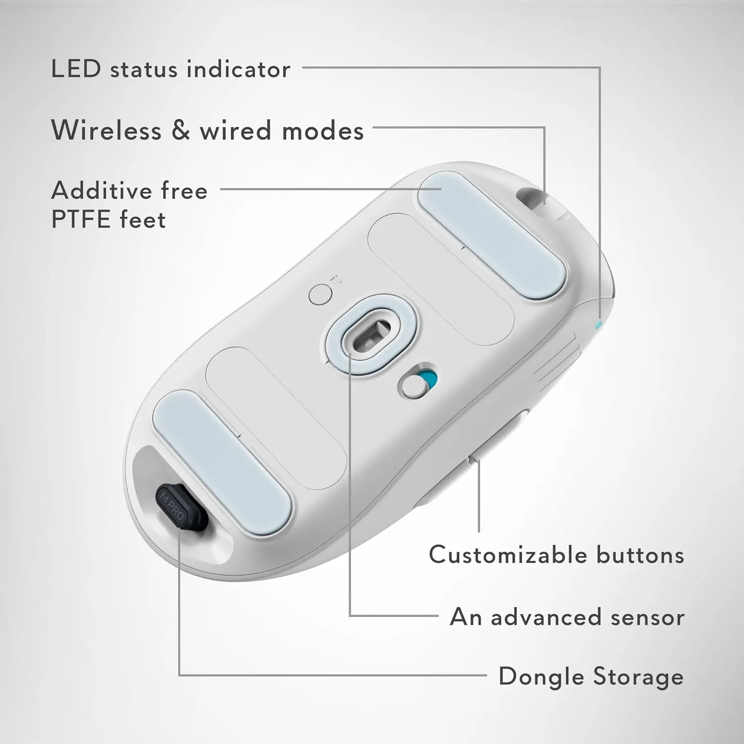 Alienware Pro Wireless Gaming Mouse - 2.4GHz Gaming Wireless/USB Wired Connectivity, Adjustable DPI, Optical Sensor Technology, 6 Programmable Buttons, 650 IPS Sensor Max Speed - Lunar Light