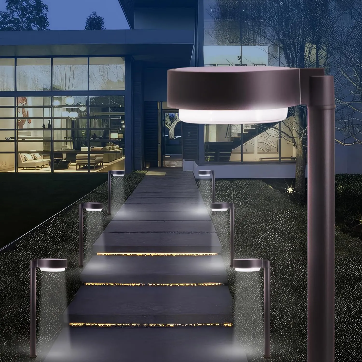 Alpan Solar Down Light (Warm White) with Integrated Solar Panel, Weather-Resistant Die-Cast Aluminum, LED Pathway Lighting for Garden, Yard, or Patio – Easy Stake Installation, Outdoor Use