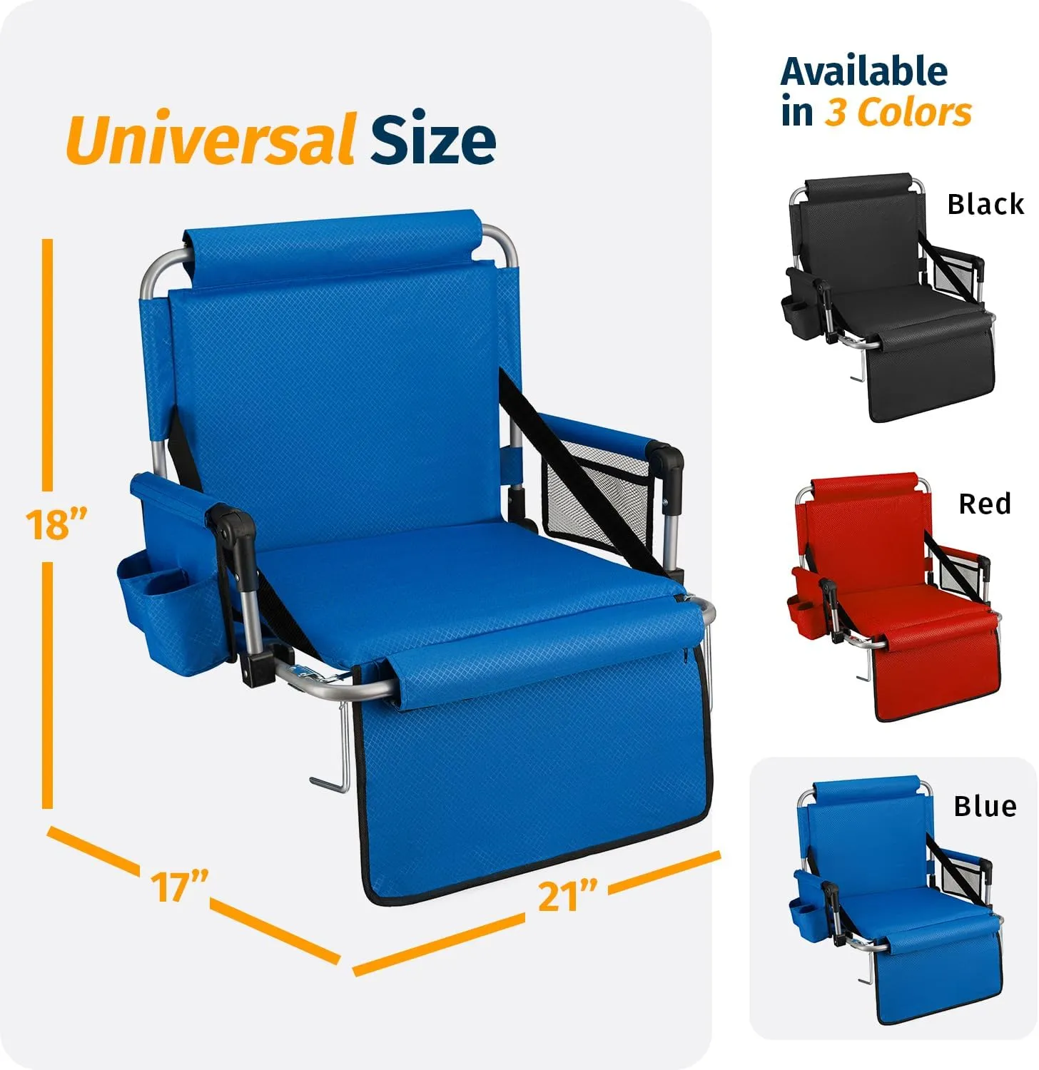 Alpcour Bleacher Seat with Backrest – Premium Stadium Seating for Bleachers: Cushioned, Foldable & Padded Stadium Seat Chair with Arms & Pockets – Perfect for Football & Basketball Games