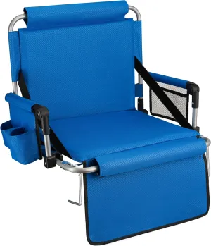 Alpcour Bleacher Seat with Backrest – Premium Stadium Seating for Bleachers: Cushioned, Foldable & Padded Stadium Seat Chair with Arms & Pockets – Perfect for Football & Basketball Games