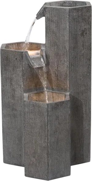 Alpine Corporation 25" Tall Indoor/Outdoor 3-Tier Hexagonal Columns Fountain with LED Lights