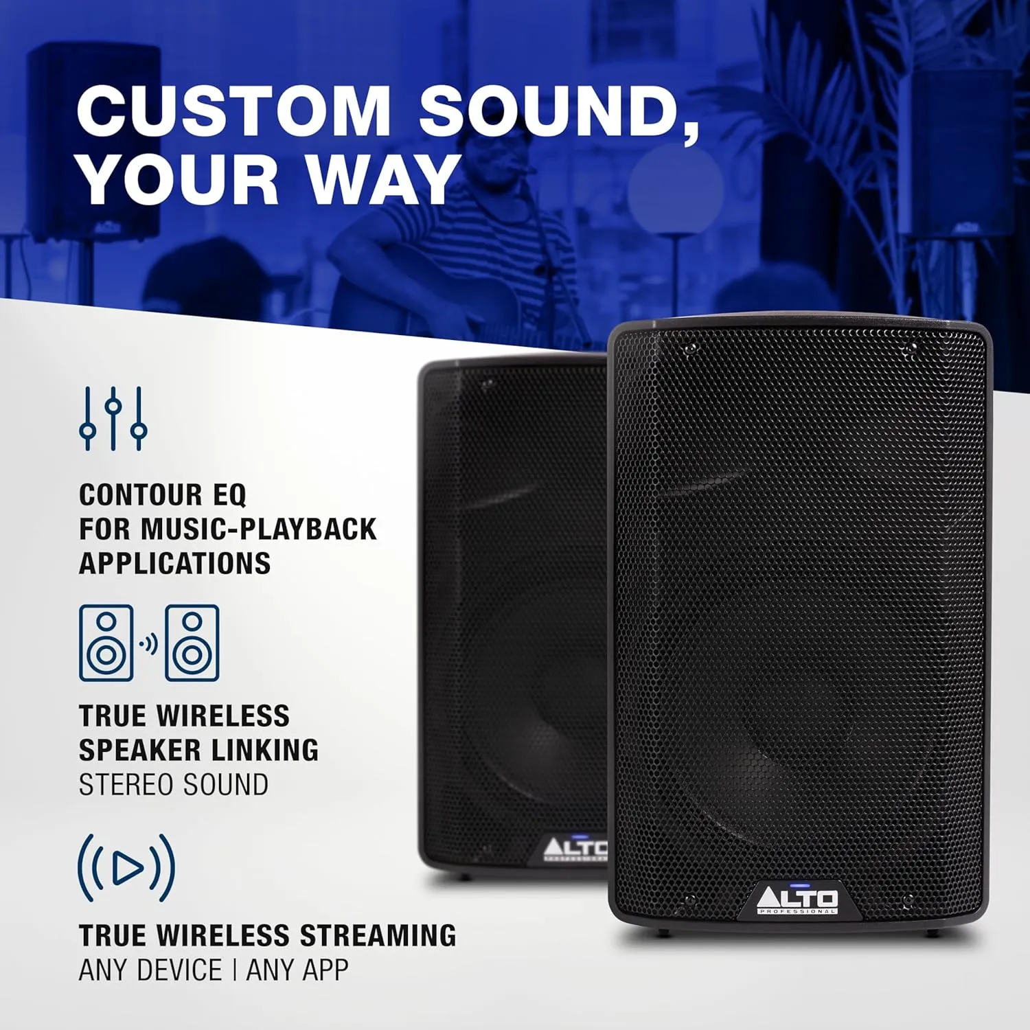 ALTO TX410 350W 10" Powered PA Speaker with TWS Bluetooth, 2-Channel Mixer, Monitor for Band or DJ and Musicians, Rehersals, Venues or Events