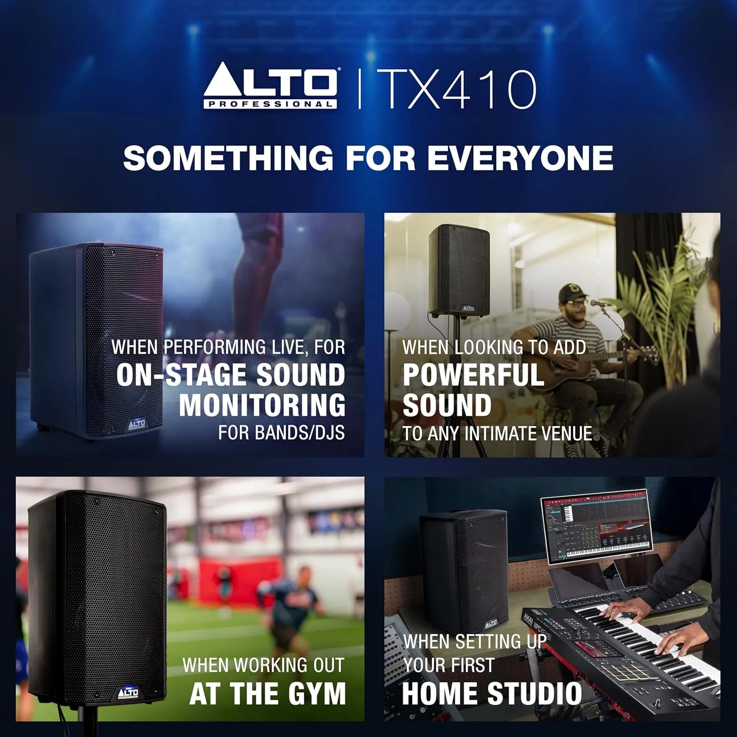 ALTO TX410 350W 10" Powered PA Speaker with TWS Bluetooth, 2-Channel Mixer, Monitor for Band or DJ and Musicians, Rehersals, Venues or Events