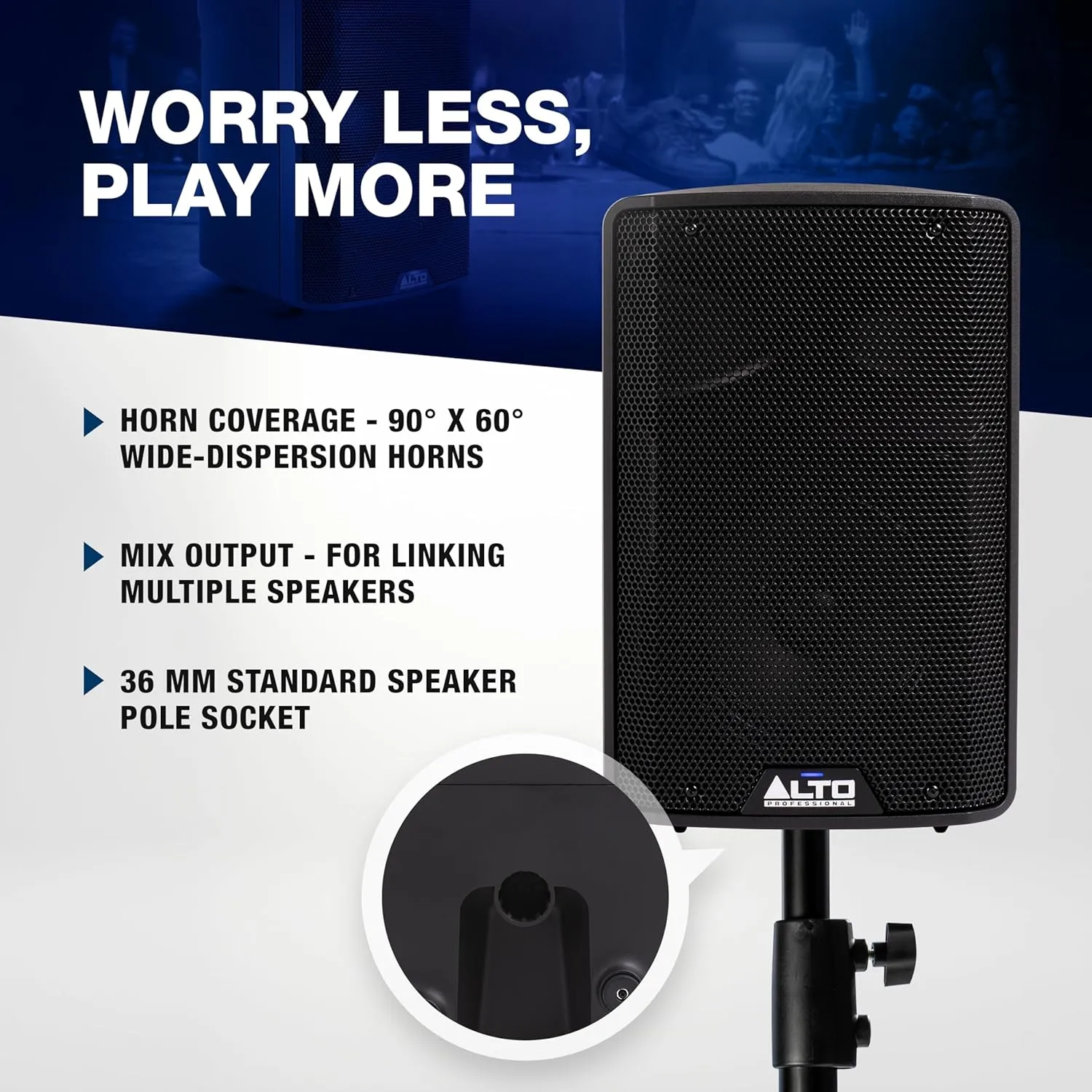 ALTO TX410 350W 10" Powered PA Speaker with TWS Bluetooth, 2-Channel Mixer, Monitor for Band or DJ and Musicians, Rehersals, Venues or Events