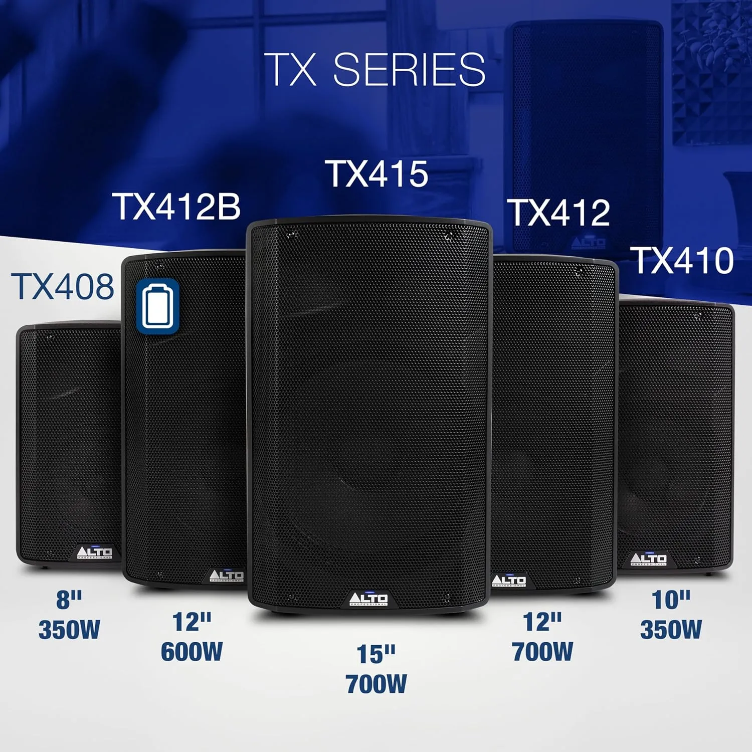ALTO TX410 350W 10" Powered PA Speaker with TWS Bluetooth, 2-Channel Mixer, Monitor for Band or DJ and Musicians, Rehersals, Venues or Events