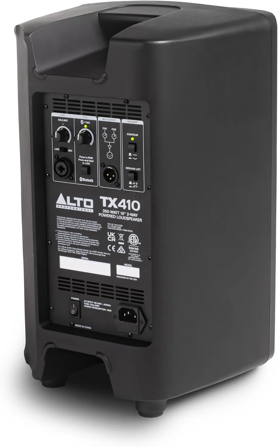 ALTO TX410 350W 10" Powered PA Speaker with TWS Bluetooth, 2-Channel Mixer, Monitor for Band or DJ and Musicians, Rehersals, Venues or Events