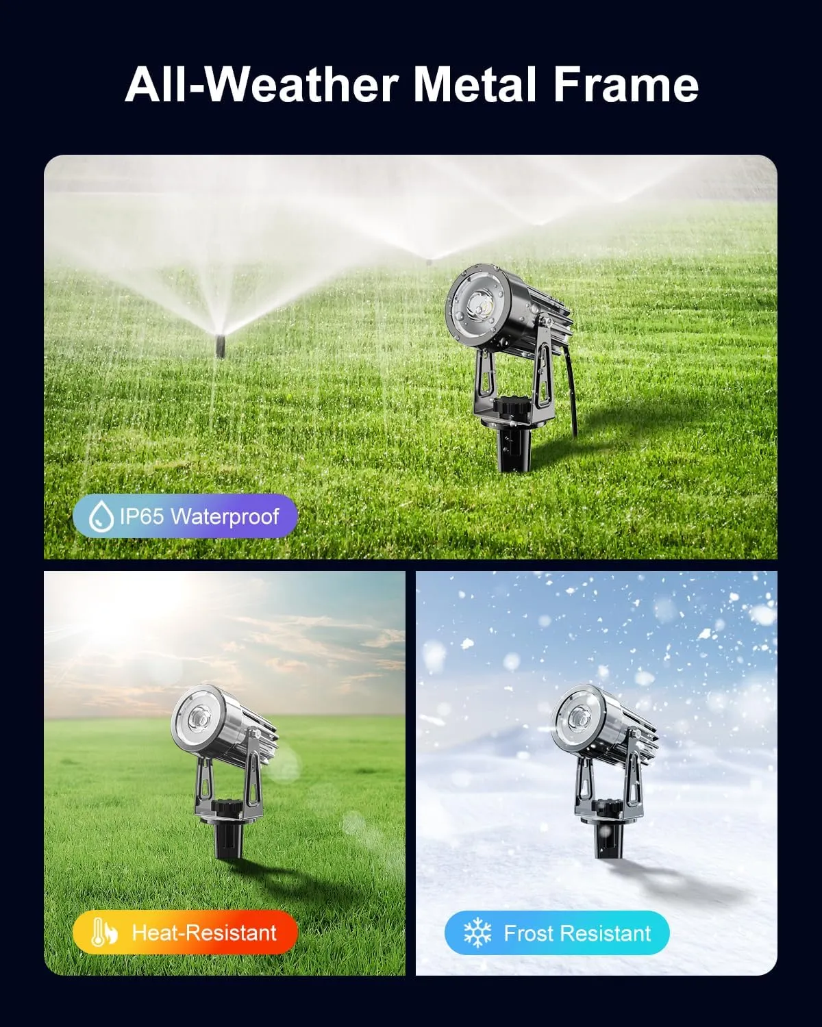 Aluminum Solar Landscape Spotlights Outdoor Waterproof 15.7ft Cable for Tree, Flag, Wall, Number Sign, Statue, LED Flood Security Light for Yard, House, Garden with Detached Panel (Cool White, 2-in-1)