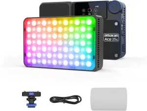 amaran Ace 25c Video Light,25w RGB Portable Light for Photography On-Camera Video Lights CRI/TLCI 95 ,CCT 2,300K-10,000K,Rechargeable Dimmable Vlog Light,APP Control,PD Charging (Charcoal)